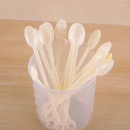 Disposable Flatware Handle Coffee Plastic Spoon Safe Tea Ice Cream Stick Stirring Bar Utensil Creative 500Pcs