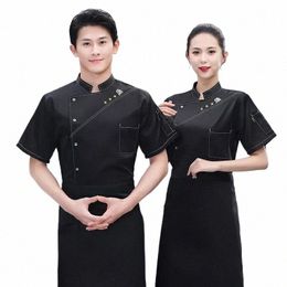 unisex Kitchen Cooking Uniform Restaurant Cafe Bakery Shop Barber Shop Waiter Work Shirt Breathable Single-breasted Chef Outfit U7Gb#