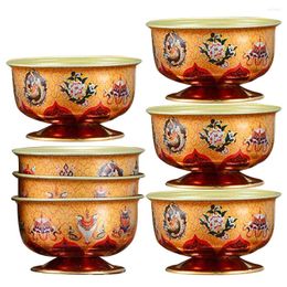 Wine Glasses 7 Pcs Water Bowl Cup Temple Alloy Vintage Decor Home Offering Supplies House Decorations