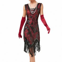 vintage 1920s Flapper Great Gatsby Dr O-Neck Cap Sleeve Sequin Fringe Party Midi Dr 2024 Summer Dr Vestidos g8co#