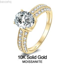 Wedding Rings Lnngy 2.0 Carat Oval Cut Moissanite Engagement Ring With Certificate 10K Solid Yellow Gold Ring for Wedding Valentines Day Gift 24329