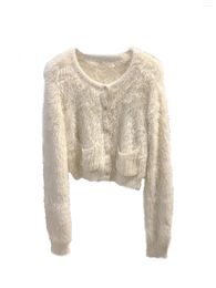Women's Knits Feather Short Cardigan Fashion Temperament Delicate And Comfortable 2024 Fall Winter 1026