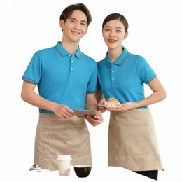 summer Waiter Workwear Short-Sleeved Polo Shirt Hot Pot Restaurant Milk Tea Restaurant Internet Coffee Fast Food Restaurant Summ v6Aa#