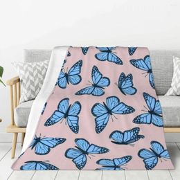 Blankets Blue Butterfly Blanket Warm Lightweight Soft Plush Throw For Bedroom Sofa Couch Camping