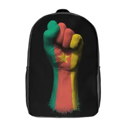 Backpack Flag Of Cameroon On A Raised Clenched Fist Durable Comfortable Infantry Pack17 Inch Shoulder Vintage Schools Creative