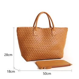 Sale 2024 Fashion Woven Tote Bag Pu Leather Purse Women Weaved for