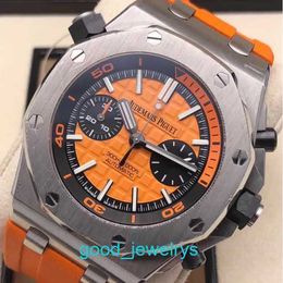 Brand AP Wrist Watch Royal Oak Offshore Series 26703ST Precision Steel Orange Dial With Back Transparent Chronograph Mens Fashion Leisure Business Sports Diving