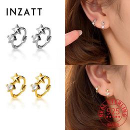 Hoop & Huggie INZAReal 925 Sterling Silver 8 10MM Starfish Cute Zircon Earrings For Women Charm Fine Jewellery Minimalist Accessorie203s