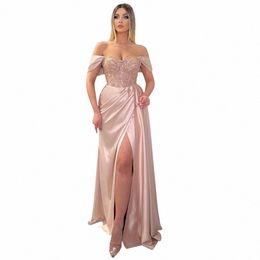 luxury Prom Dr Off Shoudler Sweetheart Mermaid Gown 2023 Sequins Beading Side Slit Satin Women's Evening Dres Lg M2uv#