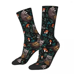 Men's Socks Raccoons Happy Retro Raccoon Cute Animal Street Style Casual Crew Sock Gift Pattern Printed