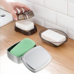 Storage Bottles Bar Soap Holder For Shower With Lid Square Aluminum Box Bins Cosmetics Container