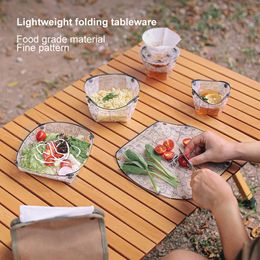 Outdoor camping ultra light folding cutlery portable bowl dinner plate coffee Philtre funnel cup multi-purpose combination cutlery set