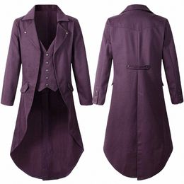 vintage Dr Up Halen Tuxedo Gothic Jacket Steampunk Tailcoat Lg Coat Halen Medieval Costume Trim Fit Coat For Men e1Ju#