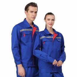 reflective Work Clothing Jacket Pants Work Suit Wear-resistant Mechanical Workwear Uniforms Auto Repair Miner Workshop Coverall r5Ow#