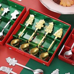 Spoons Gold Christmas Coffee Mixing Tableware Decor Dessert Teaspoons For Cake Tea Ice