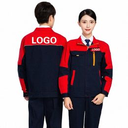 men's Cott Work Suit Printed Logo Lg Sleeved Factory Workshop Uniform Electrician Mechanic Repairman Welding Work Clothing f35X#