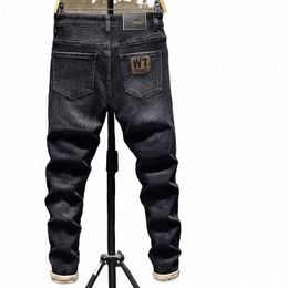 original Fi Luxury Brand Black Jeans for Men Tailored and Stretchy Boyfriend Comfortable Classic Denim Stretch Trousers b5XA#