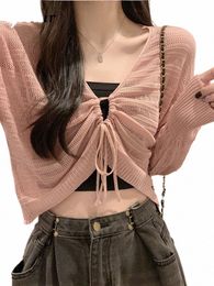 jielur Autumn New Solid Color Slim Cardigan Woman Sweet Ladies Hollow Out Cardigan Pink White Green Black Knitted Cardigan Women o5cV#