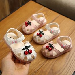 Sandals summer cartoon childrens sandals Baotou girls baby cherry sandals soft bottom baby shoes 240329