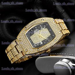 Other Watches Fashion Tonneau Men es Top Brand Luxury Diamond Wrist Unusual 51mm Big Skeleton Wrist Perfect Male Gift Hot Sale T240329
