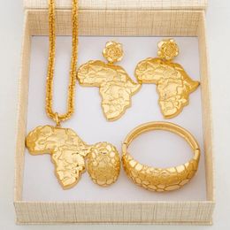 Necklace Earrings Set Dubai Gold Colour Jewellery For Party Pendant And Ladies Hand Bangle Ring Gift Box Engagement Anniversary