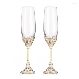 Wine Glasses High Foot Crystal Champagne Cup 2 Sets Of High-end Creative Red For Household Couple Wedding Gift Box