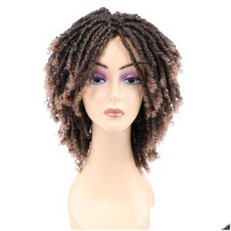 Synthetic Wigs 6Quot Short Soft Brown For Black Women Faux Locs Dreadlock Dreads Braiding Cloghet Fiber American Hair Wig8975487 Drop Otxyz