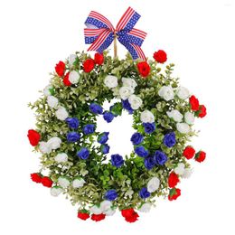 Decorative Flowers Independence Day Flower Wreath Front Door Window Suction Cups