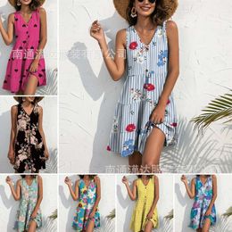 2024 Bohemian Style Women's V-Neck Layered Sleeveless Long Dress Dress 769241