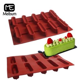 Meibum 610 Cavity Long Strip Grooved Mousse Mould Cake Mould Silicone Candle Pastry Baking Tool Food Grade Kitchen Bakeware 240325