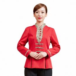 woman Hotel Manager Jacket Western Restaurant Waiter Uniform Coffee Shop Waitr Uniform Bakery Work Wear Chef Tops Q5Fb#