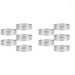 Baking Moulds 10Pcs Circular Tart Rings With Holes Stainless Steel Fruit Pie Quiches Cake Mousse Mould Kitchen Mould 9Cm