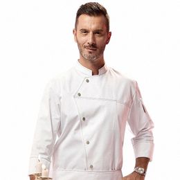 lg Sleeve Cook's Jacket Hotel Kitchen Clothes Restaurant Men's Kitchen Uniform Cafe Waiter Work Shirt Bakery Chef Costume a9oU#