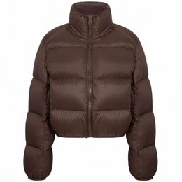 short Parkas Women Streetwear Cropped Down Coat Korean Sweet Puffer Jacket 2024 Female Black Zipper Thickening Warm Outwear N7ew#