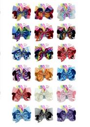 8 Inch Baby Girl Bows And Paper card leather laser cloth super large bow hairpin child hair accessories with cardboard Colourful Bo3766530