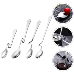 Coffee Scoops 4 Pcs Stainless Steel Tableware Hanging Cup Spoon Mixing Household Dessert Spoons Honey Ice Cream Eating Pudding