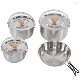 Cookware Sets Portable Cooking Pot Pan Set Stainless Steel Overweight Durable Three Layers Bottom Universal Excellent With