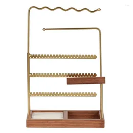 Storage Boxes Gold 7-Layer T-Shaped Jewellery Rack Removable Solid Wood Base Ring Box Durable Fine Workmanship