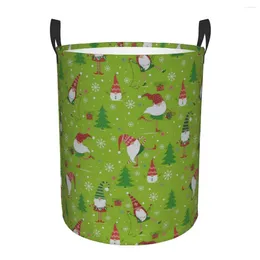 Laundry Bags Lime Green Christmas Gnomes Basket Foldable Large Capacity Clothes Storage Bin Baby Hamper