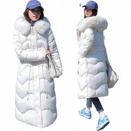 fi Women White Lg Coats Winter Down Cott-Padded Jacket Hooded Jackets Fur Collar Black Female Outwear Women's Clothing s6T8#