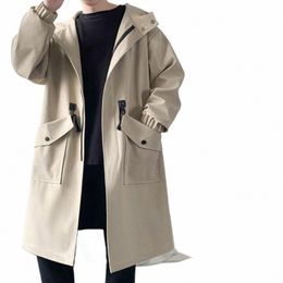 men Hooded Windbreaker Stylish Men's Hooded Trench Coat with Zipper Closure Big Pockets Windproof Streetwear for Men for Men u25M#