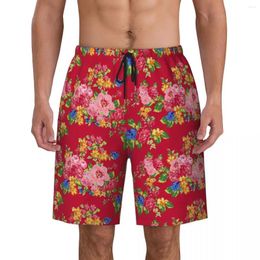 Men's Shorts Northeast Big Flower Board Summer Peony Sportswear Beach Males Quick Dry Casual Oversize Swimming Trunks