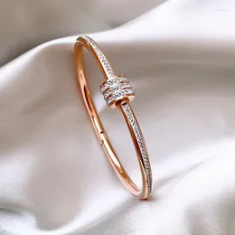 Bangle Small Barbarian Waist Titanium Steel Ins Rose Gold Simple Diamond-Encrusted Gold-Plated Women'S Bracelet