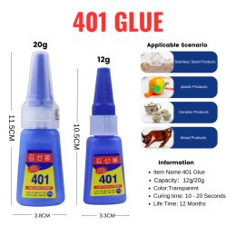 12g / 20g Strong Transparent 401 Glue Soft Shoes Manicure Repair Metal Plastic Accessories Multi-Functional Adhesive