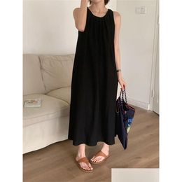 Basic Casual Dresses Alien Kitty Sleeveless Dress Women Stylish Loose All Match Vintage 2023 Ol Elegant Summer Holiday Fashion Daily D Ottli