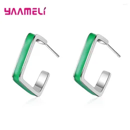 Stud Earrings High Quality 925 Sterling Silver Square For Women Temperament Large Statement Jewelry Gift Accessories