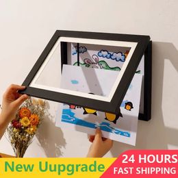 Kids Art Frames Magnetic Front Open Changeable Display Home Decor Kids Frametory For Poster Po Drawing Paintings Pictures 240318