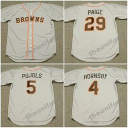 Men's 1950's-1951's ROGERS HORNSBY ALBERT PUJOLS SATCHEL PAIGE DIZZY DEAN EDDIE GAEDEL Throwback Baseball Jersey S-5XL