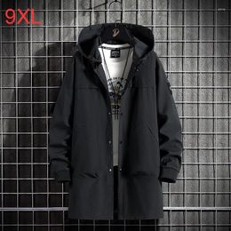 Men's Trench Coats Plus Size Long Windbreaker Spring Coat In The Section Jacket For Men 8XL 9XL Clothing