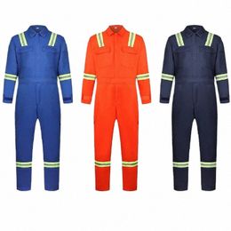 hi Vis Work Overall Auto Repair Workshop Welding Suit Mechanic Uniform Coal Miner Mariner Porter Coverall Reflective Safety Suit x6yK#